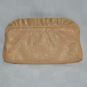 NWOT $195 Lauren Merkin Gold Metallic Clutch Handbag